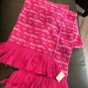 Coach Fuchsia Logo Patterned Scarf